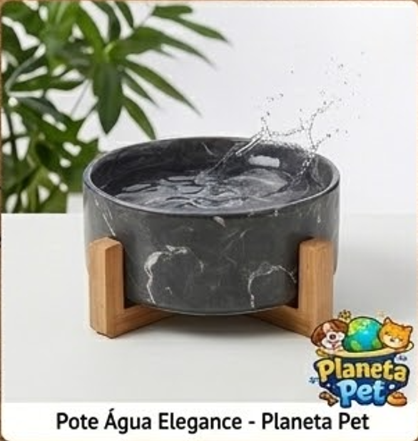 Pote de Água de Cerâmica com suporte de Madeira